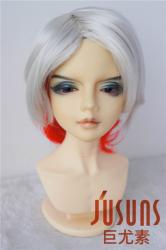 Grey Red Short Cut Doll Wig Kanekalon Fiber JD052