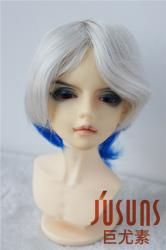 Grey Blue Short Cut Doll Wig Kanekalon Fiber JD052