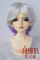 Grey Purple Short Cut Doll Wig Kanekalon Fiber JD052