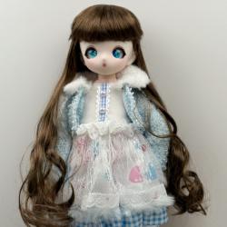 Newly Half-up Hairstyle with Bow BJD Curly Synthetic Mohair Doll Wig JD893
