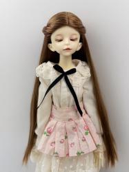 JD908 Elegant Braided BJD Synthetic Mohair Wigs With Floral Hair Clip
