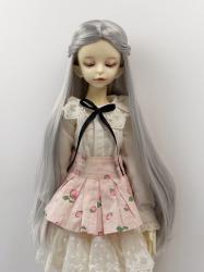 JD908 Elegant Braided BJD Synthetic Mohair Wigs With Floral Hair Clip